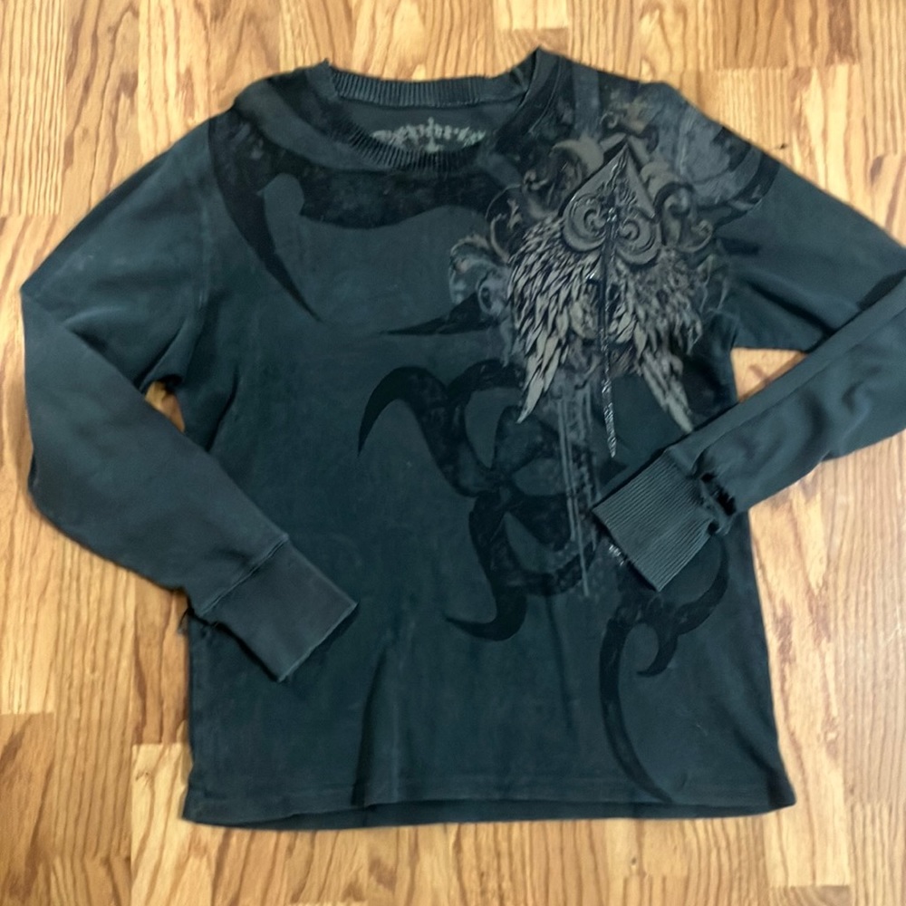 Y2K Affliction Thermal Size Medium Emo Grunge Thermal Vintage